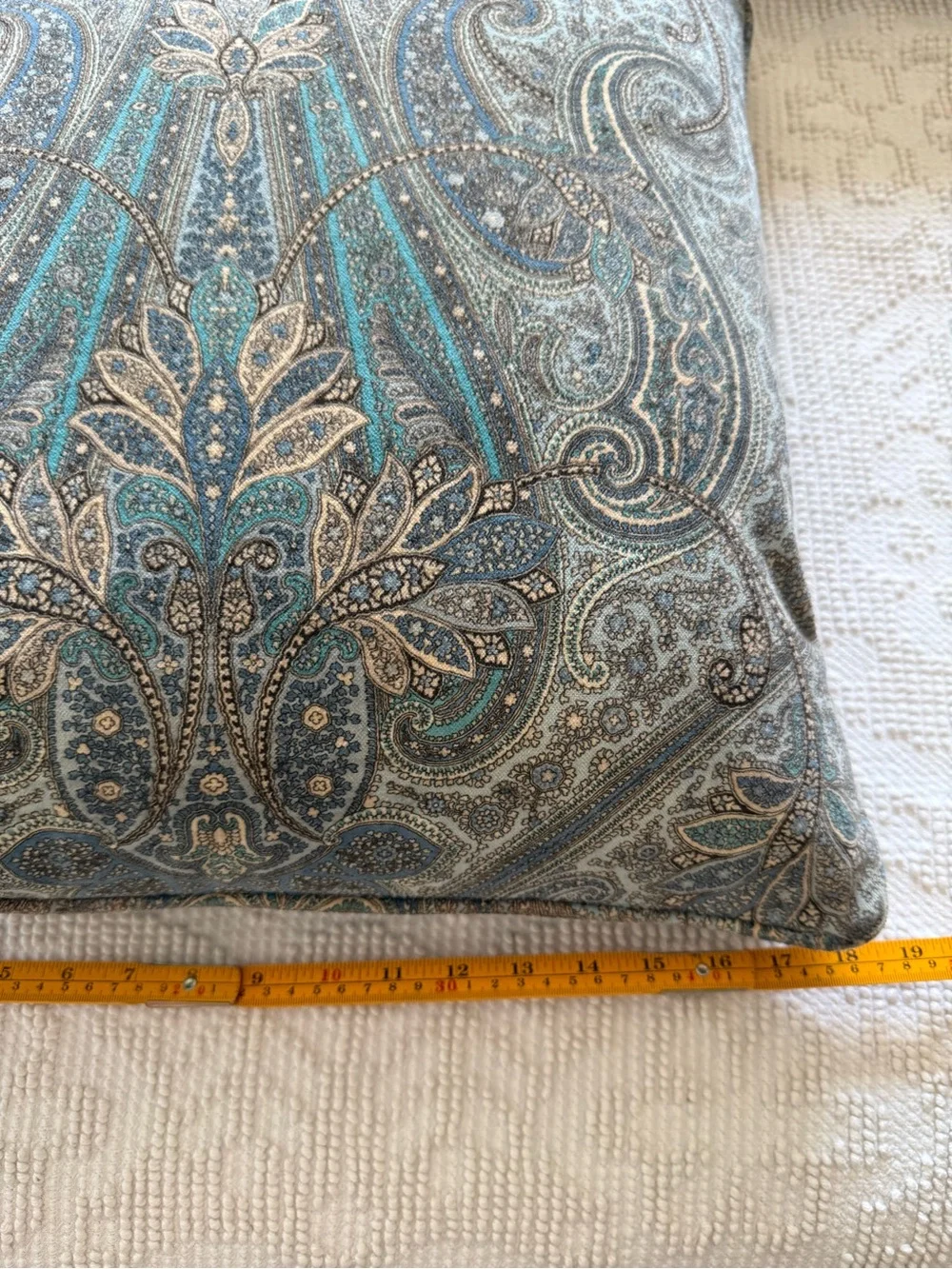 Paisley Velvet Throw Pillows 18” Set of Three With Feather Inserts Hidden Zipper